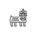 Chinese Lion dance line icon
