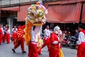 Chinese lion dancer performance theater group dancing