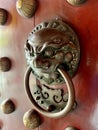 Chinese Lion Door knocker closeup photo Royalty Free Stock Photo