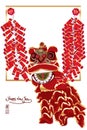 Chinese lion firecracker frame