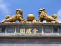 Chinese Lions with old coins