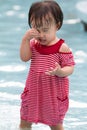 Chinese Little Girl Playing in Water Royalty Free Stock Photo