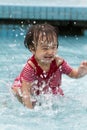 Chinese Little Girl Playing in Water Royalty Free Stock Photo