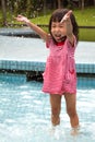 Chinese Little Girl Playing in Water Royalty Free Stock Photo