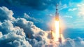 Chinese Long March Rocket Launching Into the Sky Generative AI Royalty Free Stock Photo
