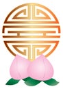 Chinese Longevity Symbol with Peaches vector Illustration