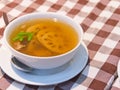 Chinese Lotus Root soup in a white bowl