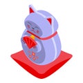 Chinese lucky cat icon, isometric style Royalty Free Stock Photo