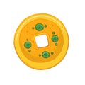 Chinese lucky coin. Feng shui coin vector icon. Royalty Free Stock Photo