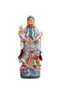 Chinese lucky gods, Hock or Fu statues `God of Wealth` on White background, God of Fortune Fu,Hok Royalty Free Stock Photo