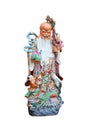 Chinese lucky gods, Shou or Xiu statues `God of Longevity` on White background, God of Longevity Shou,Siu Royalty Free Stock Photo