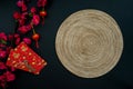 Chinese lunar new year decoration over black background. Royalty Free Stock Photo