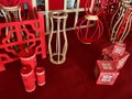 Chinese lunar new year with red decorative items