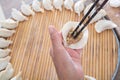 The Chinese are making meat dumplings Royalty Free Stock Photo
