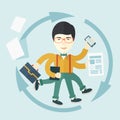 Chinese man with multitasking job Royalty Free Stock Photo