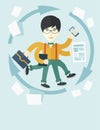 Chinese man with multitasking job Royalty Free Stock Photo