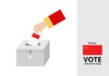 Chinese man voter dropping ballots in the election box with national flag vector Royalty Free Stock Photo