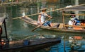 Man on old wooden boat in Fenghuang Royalty Free Stock Photo