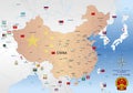 Chinese map with regions, borders, flags and cities, China Royalty Free Stock Photo