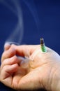 Chinese Medicine Moxibustion on Hand Royalty Free Stock Photo