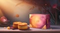 Chinese mid autumn festival moon cake and tea ceremony, 3d rendering Royalty Free Stock Photo
