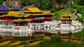 Chinese miniature landscape garden with pagoda