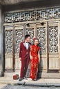 Chinese models pose for wedding shoot, Hengdian, China