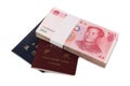 Chinese money and passport