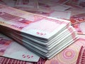 Chinese money. Chinese renminbi banknotes. 100 CNY yuan bills