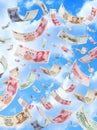 Chinese Money Yuan Falling Sky Royalty Free Stock Photo