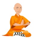 Chinese monk isolated on white background. Vector illustration.
