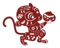 Chinese monkey paper cut Royalty Free Stock Photo