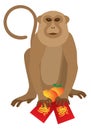 2016 Chinese Monkey with Red Packet and Oranges Vector Illustration Royalty Free Stock Photo