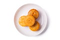 Chinese moon cake in a plate isolated on white background Royalty Free Stock Photo