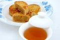 Chinese moon cake and tea Royalty Free Stock Photo