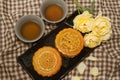 Chinese moon cake with tea Royalty Free Stock Photo