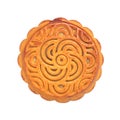 Chinese mooncake isolated on white background by top view