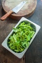 Chinese morning glory vegetable in the stainless cup ready for cooking Royalty Free Stock Photo