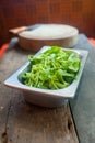 Chinese morning glory vegetable in the stainless cup ready for cooking Royalty Free Stock Photo
