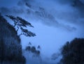 Chinese mountains at dusk