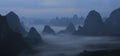 Chinese mountains in the mist and fog