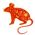 Chinese Mouse in traditional paper cut style. Happy Chinese New Year 2020year of the rat.Vector illustration Royalty Free Stock Photo