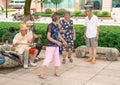 Chinese Musicians playing traditional Chinese music in the street. Chinese people playing traditional music in a park Guilin, Royalty Free Stock Photo