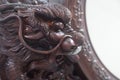 Chinese mythical creature woodcarving head Royalty Free Stock Photo