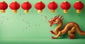 Chinese mythical dragon against the background of red lanterns. Chinese New Year Royalty Free Stock Photo