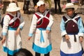 Chinese Naxi old woman performing a dance. Royalty Free Stock Photo