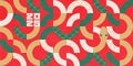 Chinese New Year 2025 abstract geometric design with snake, simple geometric shapes in bright palette. Vector background
