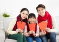 Chinese new year. asian family with Congratulation gesture