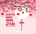 Chinese new year background blooming sakura branches Royalty Free Stock Photo