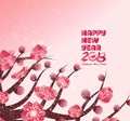 Chinese new year background blooming sakura branches Royalty Free Stock Photo